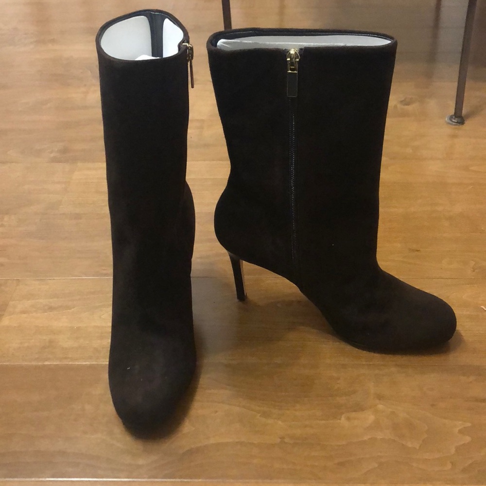 Genuine Leather Brown Heeled Boots